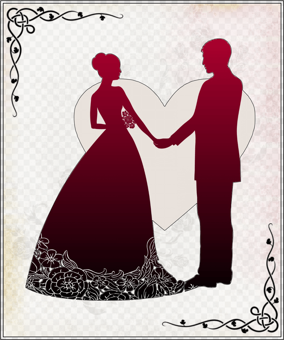 Wedding Couple Silhouette, Clothing, Dress, Adult, Man Png Image