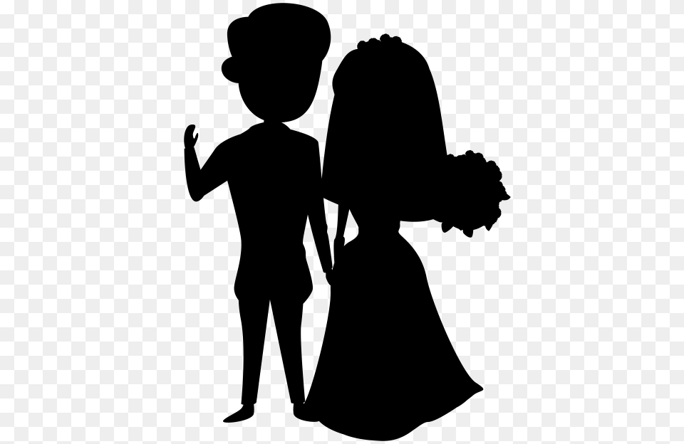 Wedding Couple Silhouette Clip Art, Gray Free Png