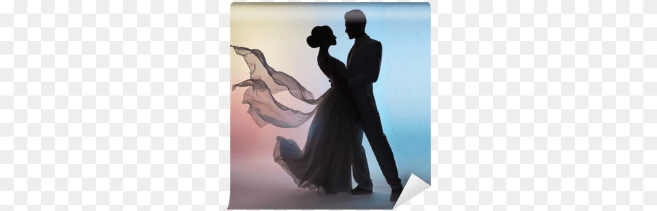 Wedding Couple Silhouette Groom And Bride On Colors Wedding Couple Silhouette, Dancing, Person, Leisure Activities, Clothing Free Png Download