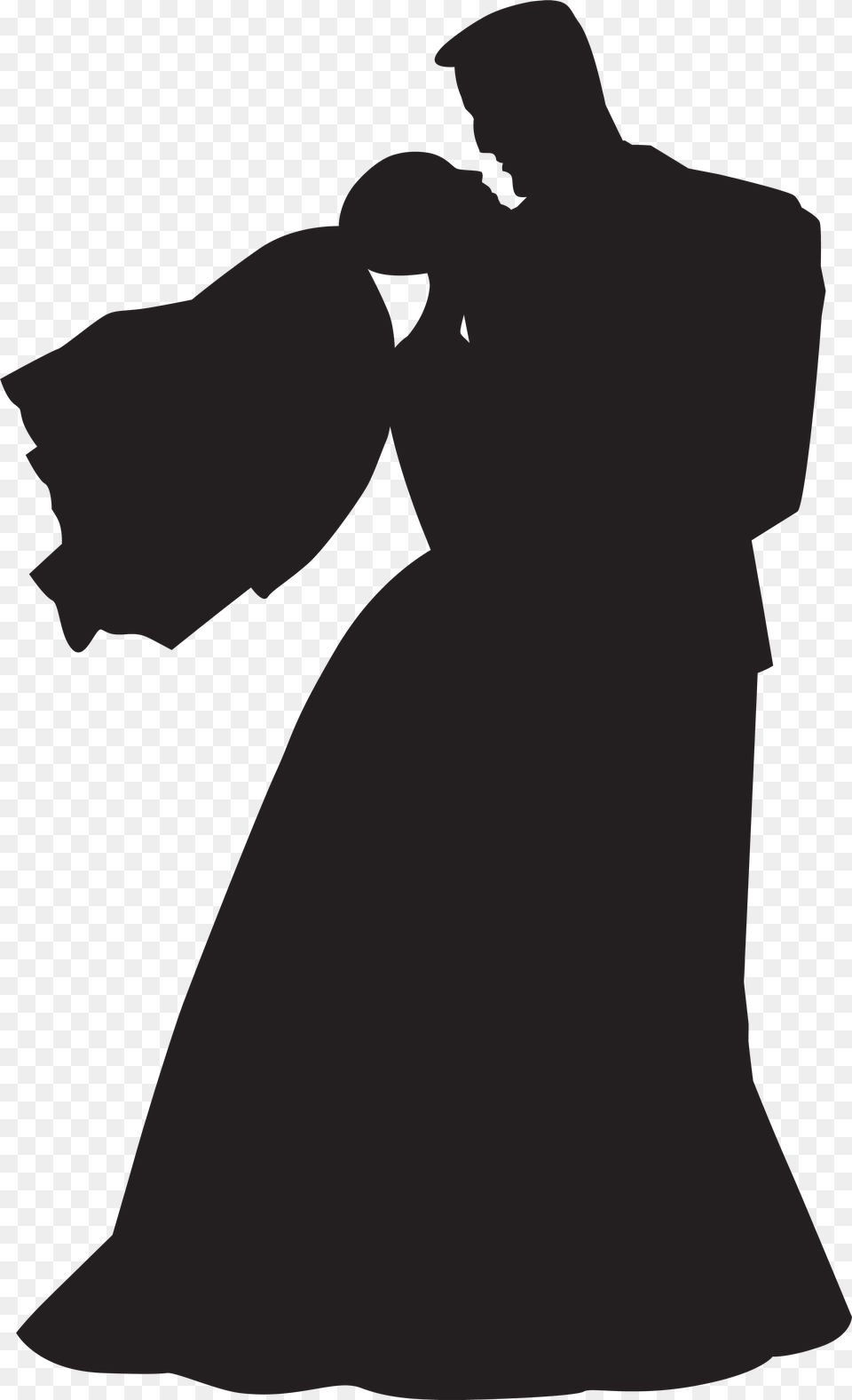 Wedding Couple Silhouette Transparent, Formal Wear, Wedding Gown, Clothing, Dress Png Image