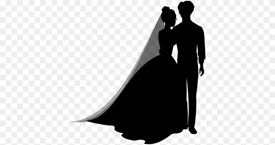 Wedding Couple Silhouettes, Gray Free Transparent Png