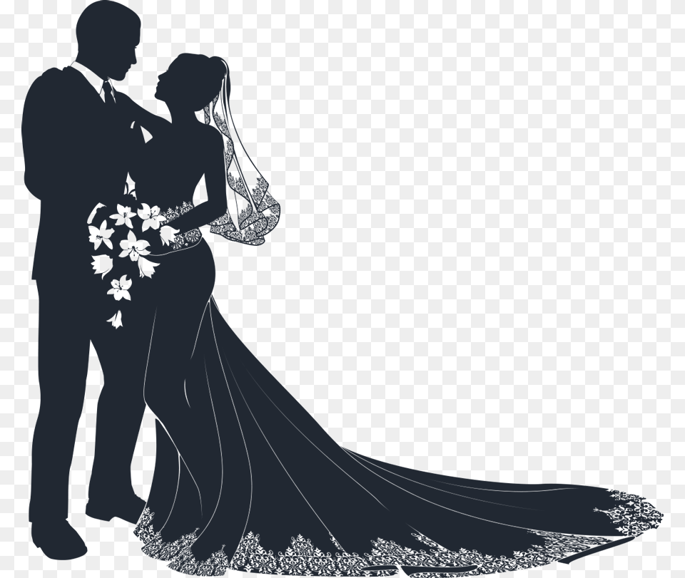 Wedding Couple Transparent Image Bride And Groom Vector, Gray Free Png Download