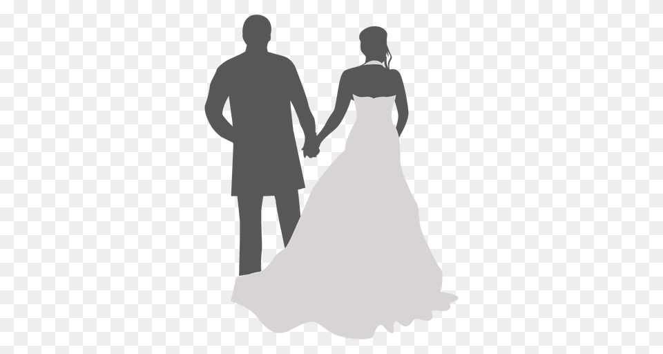 Wedding Couple Walking Back Silhouette, Gown, Formal Wear, Fashion, Dress Free Png