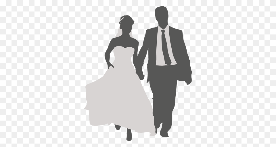 Wedding Couple Walking Silhouette, Suit, Clothing, Dress, Formal Wear Png Image