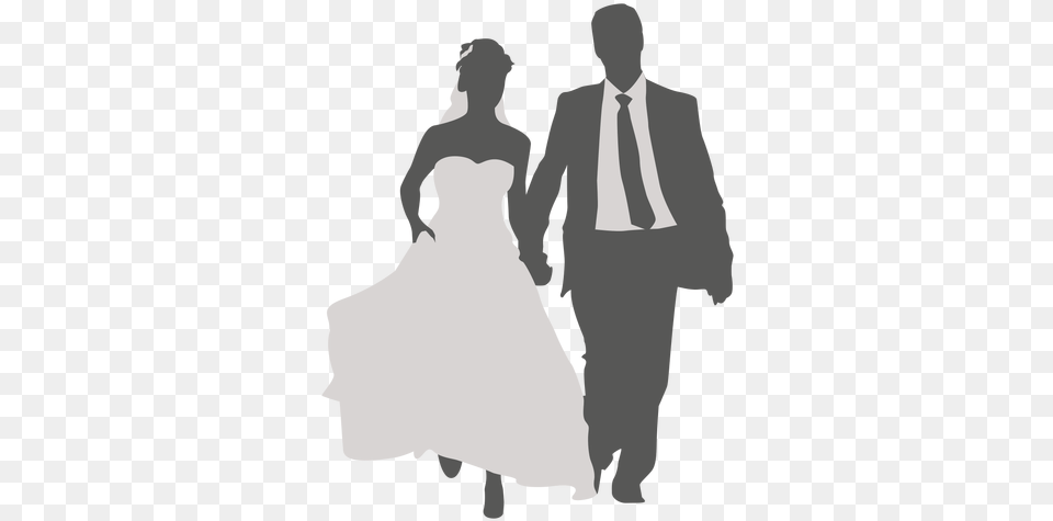 Wedding Couple Walking Silhouette, Gown, Suit, Clothing, Dress Png