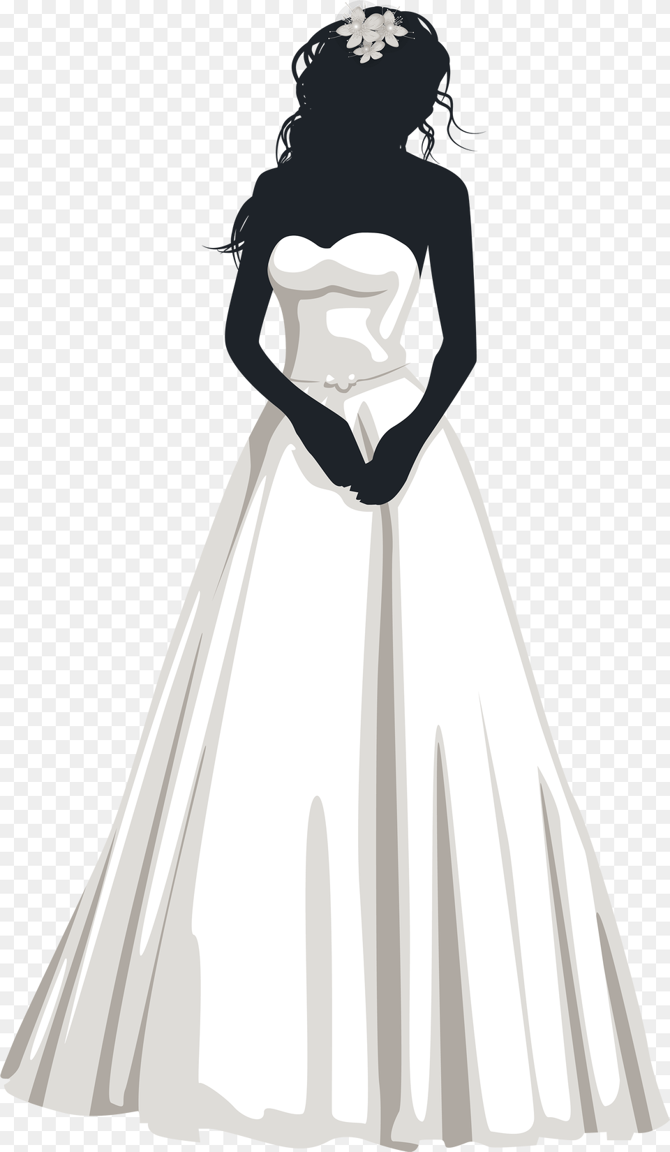 Wedding Dress Bouquet Silhouette Bride, Formal Wear, Wedding Gown, Clothing, Fashion Free Transparent Png