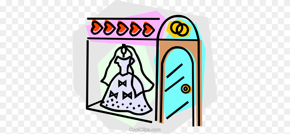 Wedding Dress Hanging In A Store Royalty Vector Clip Art, Bus Stop, Outdoors Png Image