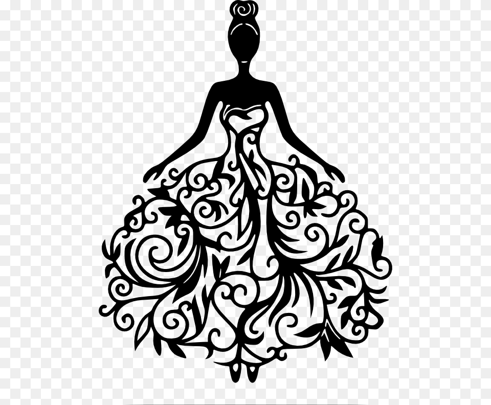 Wedding Dress Svg, Stencil, Art, Graphics, Floral Design Png