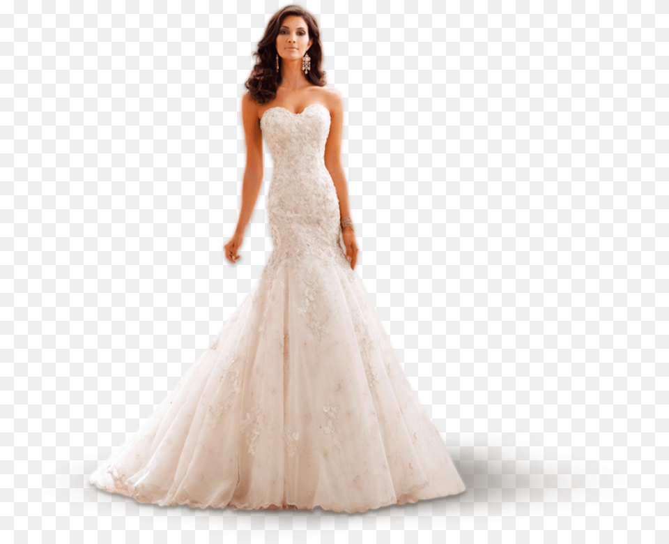 Wedding Dress White Background, Clothing, Gown, Formal Wear, Fashion Png Image
