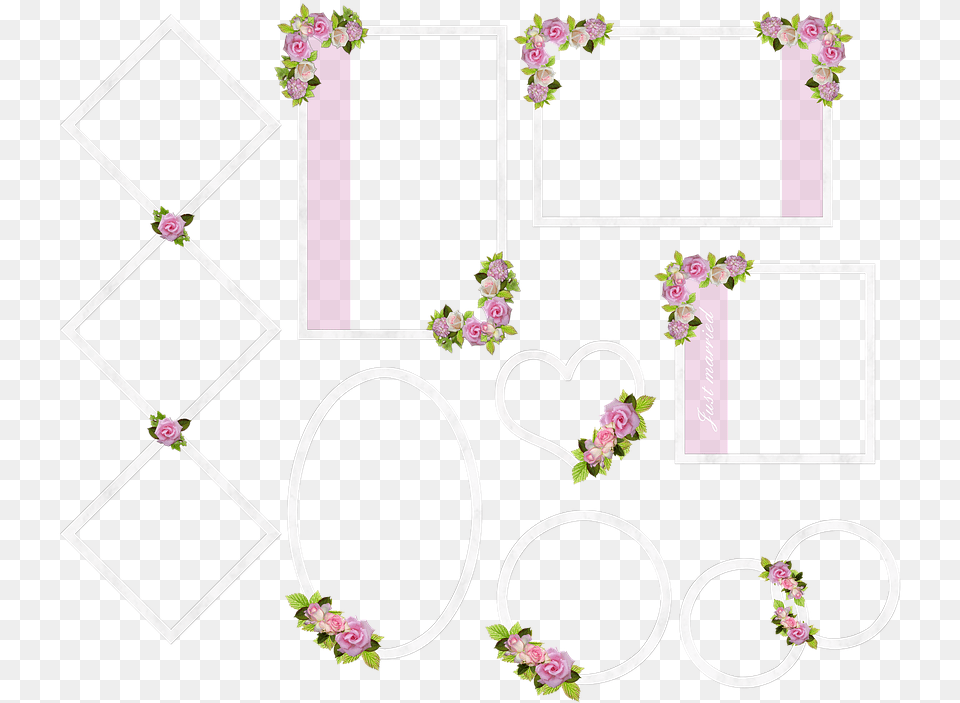Wedding Frame Picture Frame Roses Romantic Pink Circle, Pattern, Flower, Flower Arrangement, Plant Free Transparent Png