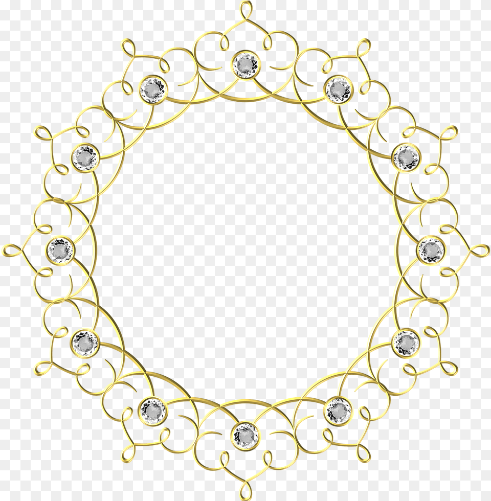 Wedding Gold Frame Round Border Decoration, Accessories, Pattern, Jewelry, Necklace Free Png Download