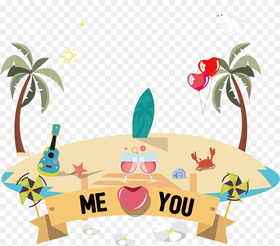 Wedding Invitation Beach Couple Clip Art Luna De Miel Dibujo, Graphics, Clothing, Hat, Outdoors Free Png Download