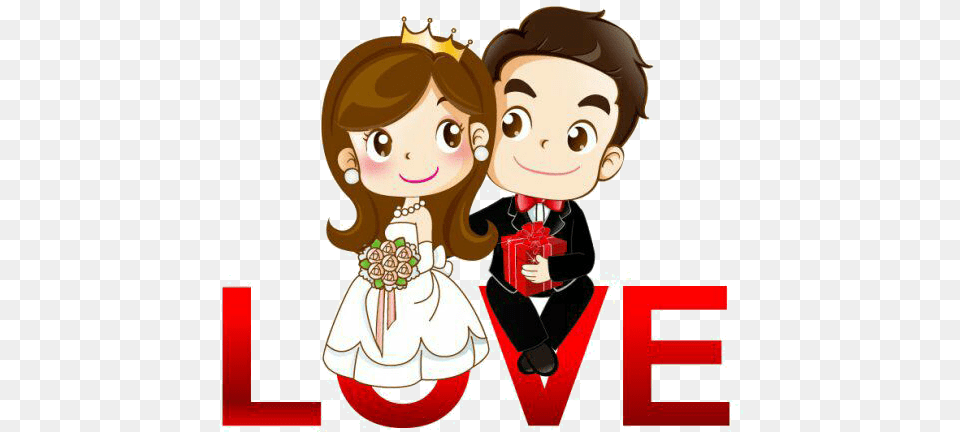 Wedding Invitation Husband Marriage Wife Cartoon Couple Dp Halal Love For Whatsapp, Book, Publication, Baby, Person Free Png Download