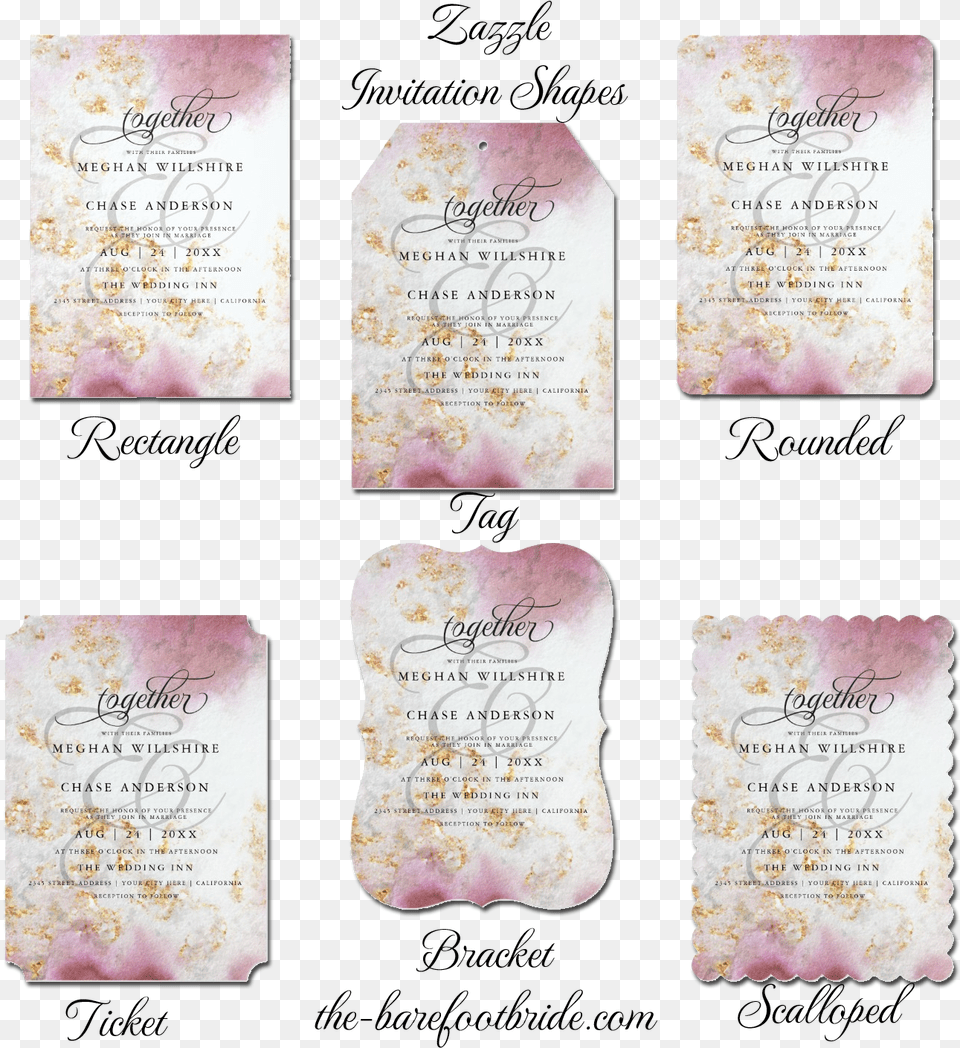 Wedding Invitation Shapes Barefootbride Handwriting, Text, Business Card, Paper Png Image