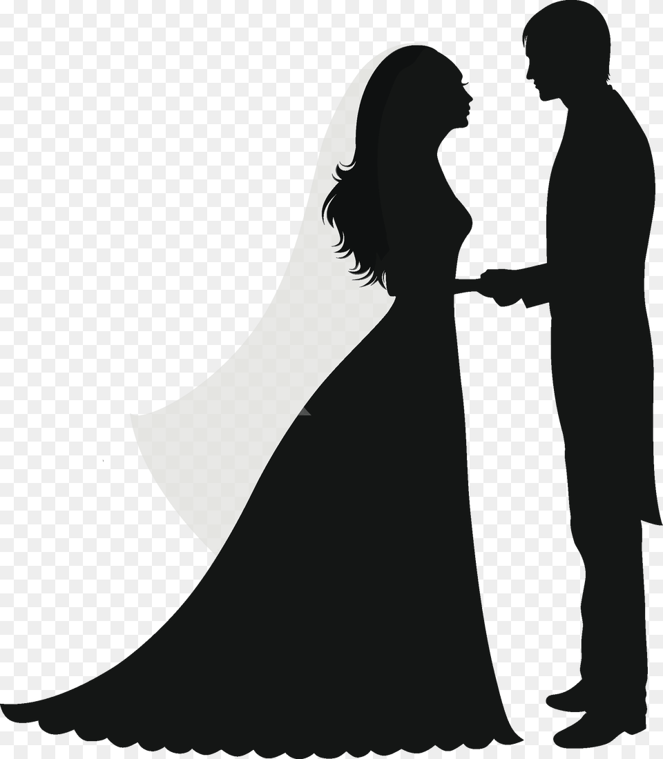 Wedding Invitation Silhouette Marriage Couple Wedding Silhouette No Background, Fashion, Adult, Person, Female Png