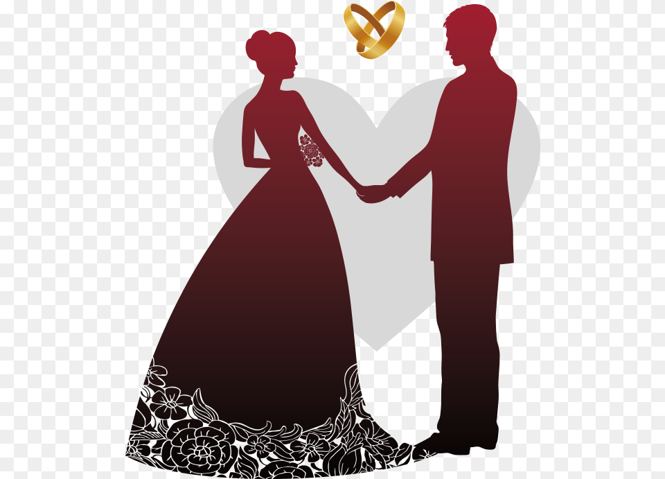 Wedding Invitation Wedding Reception Banner Wedding Couple Silhouette, Clothing, Dress, Fashion, Formal Wear Png