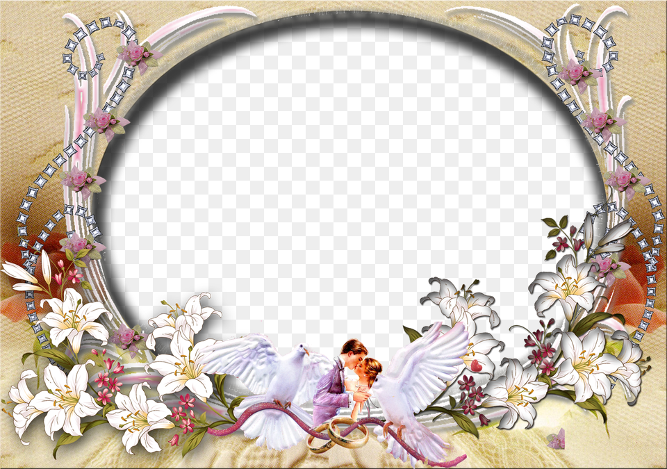 Wedding Invitation With Floral Background In Watercolor Wedding Photo Frame Background, Photography, Person, Animal, Bird Free Png Download