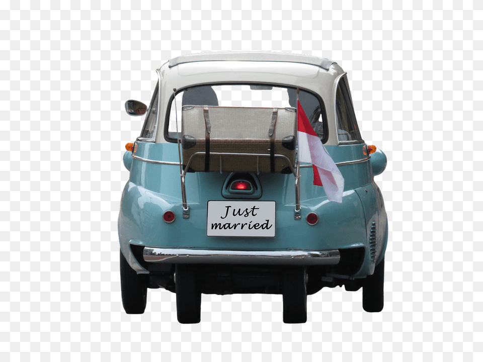 Wedding Just Married On Car, Transportation, Vehicle, License Plate, Machine Png