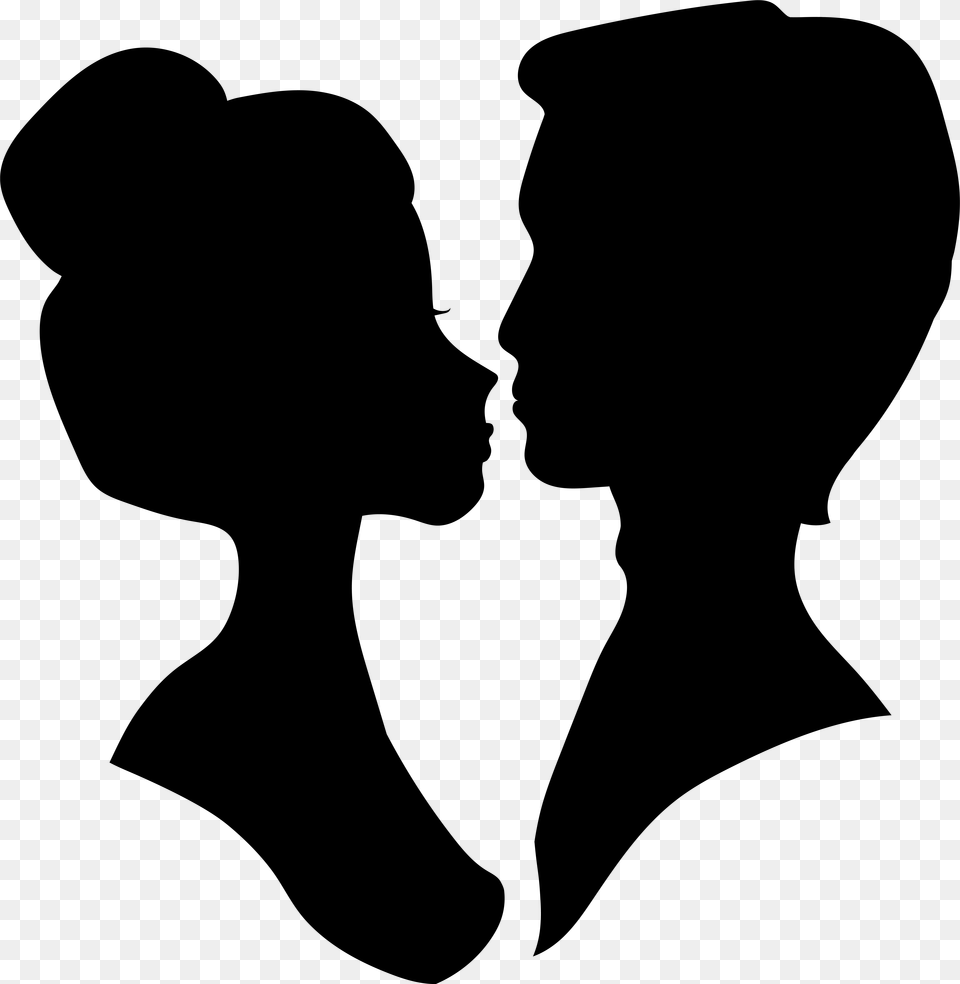 Wedding Male And Female Head Silhouettes Clipart, Gray Png Image