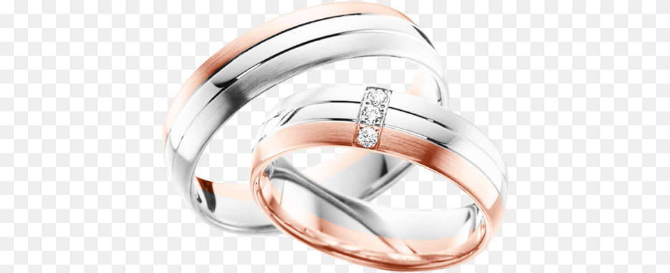 Wedding Ring In Re Gold 585 Silver Palladium Trauring Aus Rot Weigold 585 Mit Brillant, Accessories, Jewelry, Platinum, Diamond Free Png