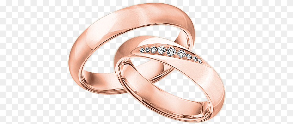 Wedding Ring In Red Gold Of 585 Assay Value With Diamonds Red Gold Wedding Ring, Accessories, Jewelry Free Png