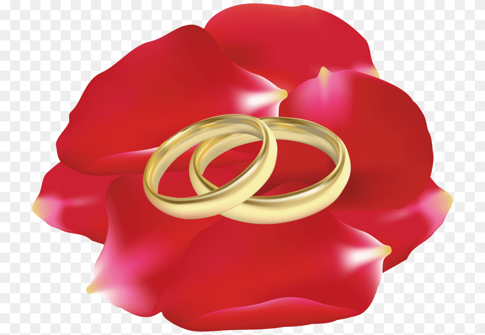 Wedding Rings In Rose Petals, Accessories, Flower, Jewelry, Petal Free Transparent Png