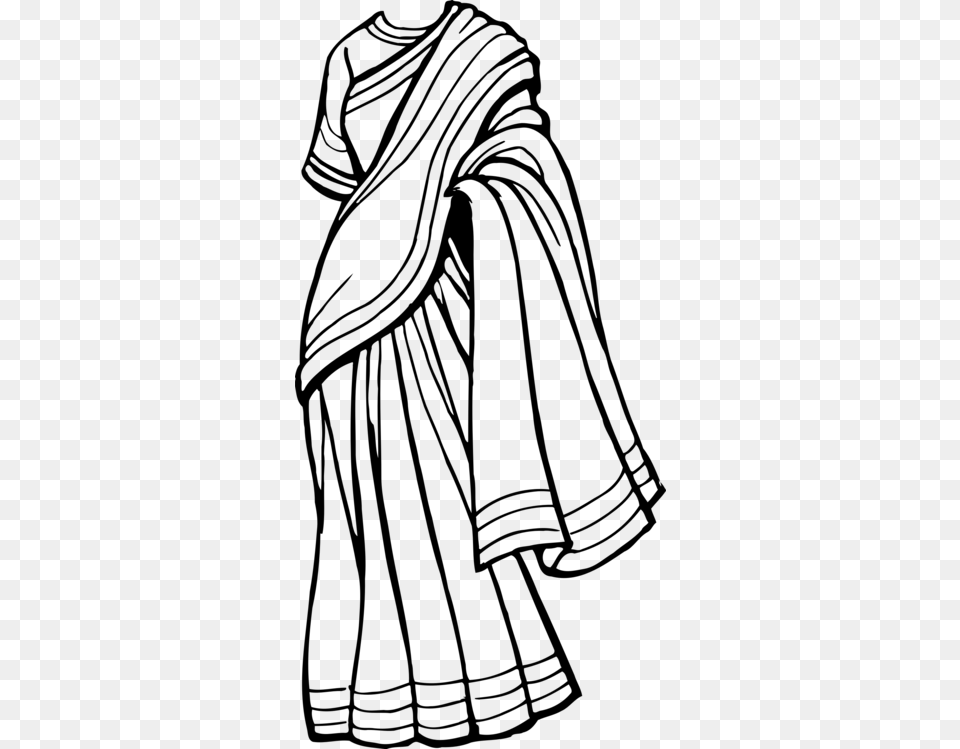 Wedding Sari Drawing Clothing Wikimedia Commons, Gray Png