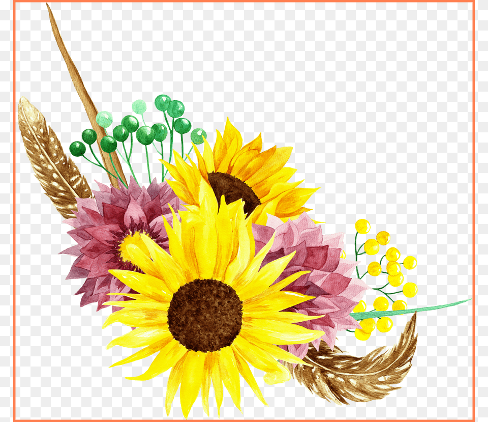 Wedding Watercolor Flower Clipart, Sunflower, Plant, Flower Bouquet, Flower Arrangement Free Png Download