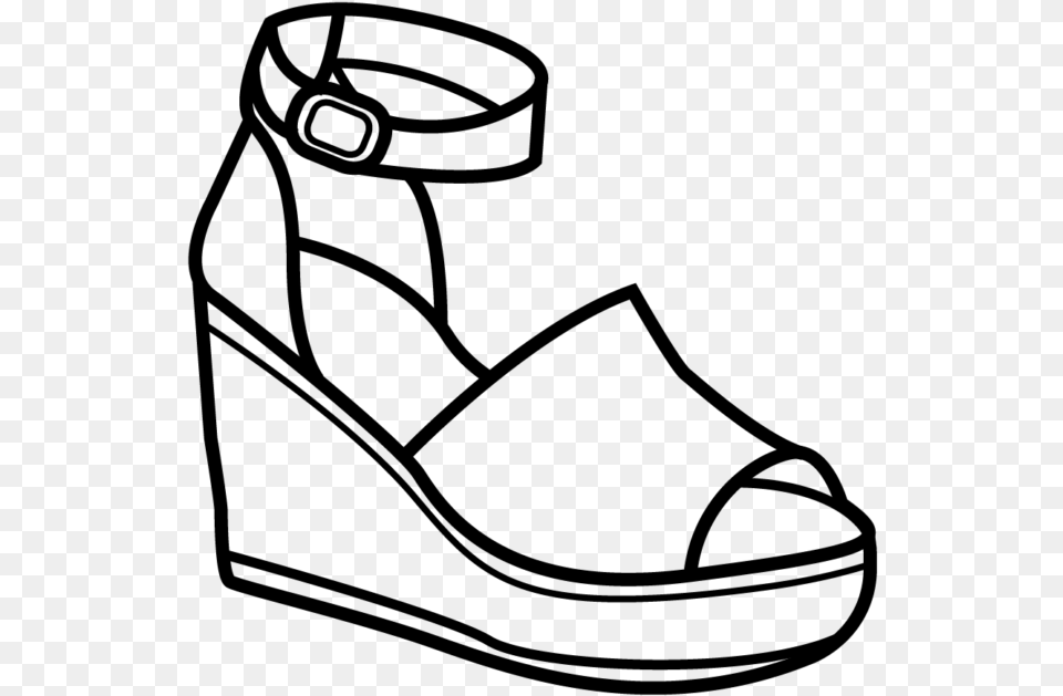 Wedge Sandal Clipart Black And White, Gray Png