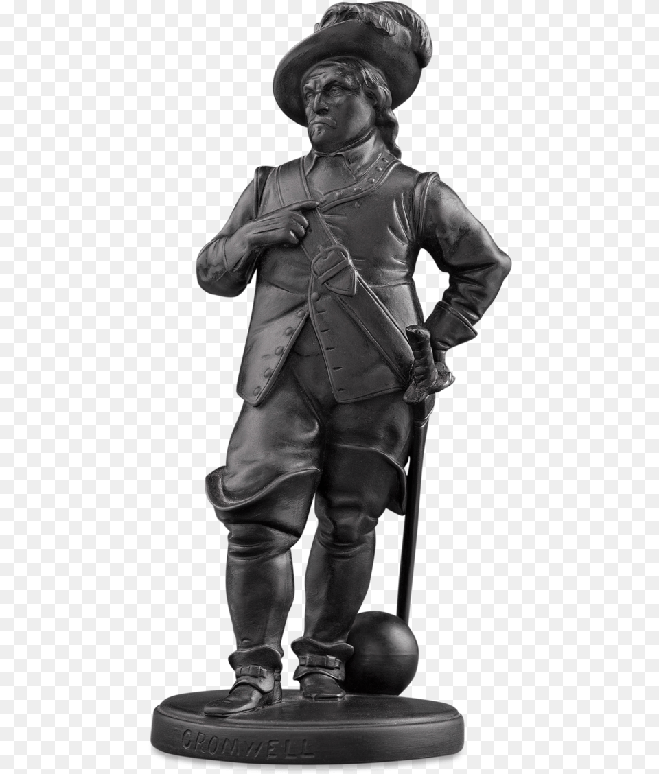 Wedgwood Black Basalt Statue Of Oliver Cromwell Bronze Sculpture, Adult, Person, Man, Male Free Png Download
