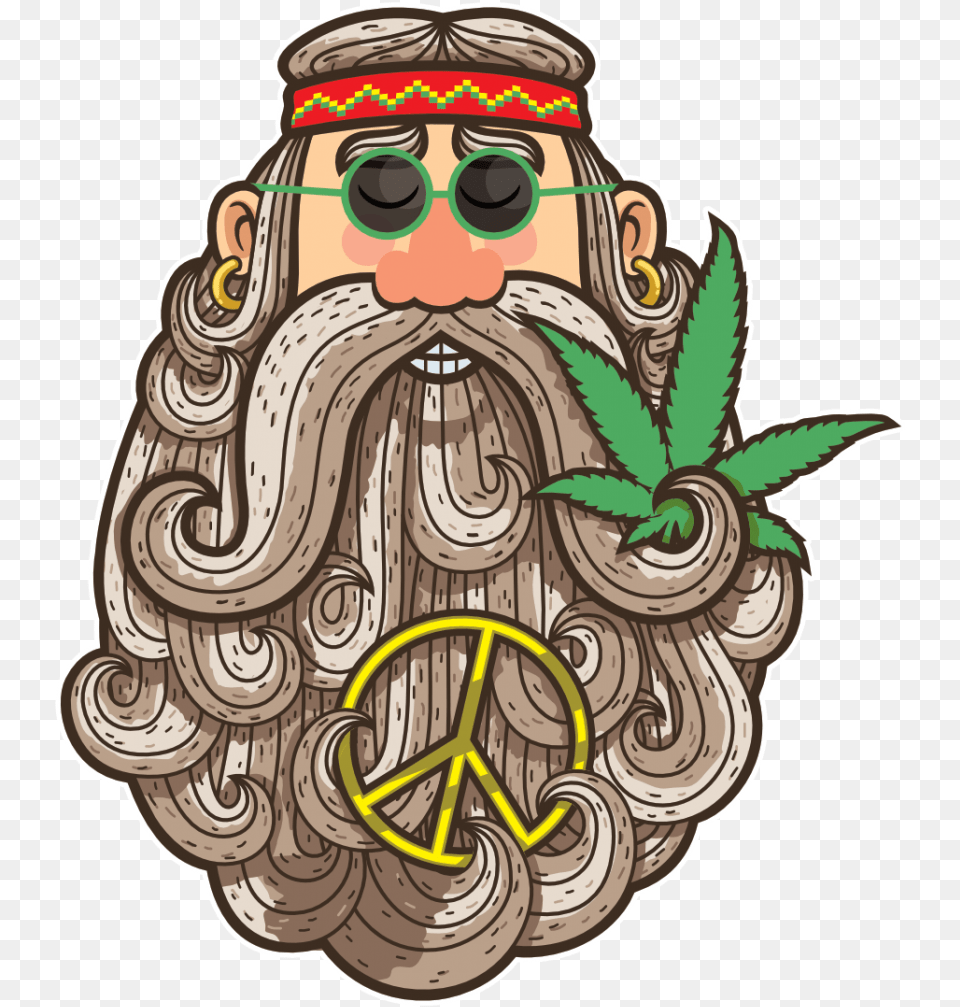 Weed Clipart Hippie Cartoon Hippie, Person, Face, Head, Emblem Free Transparent Png