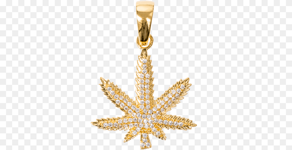 Weed Leaf In Yellow Iced Out Chain Accessories, Jewelry, Earring, Necklace Free Transparent Png