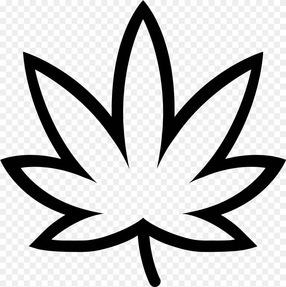Weed Leaf Outline, Gray Free Png