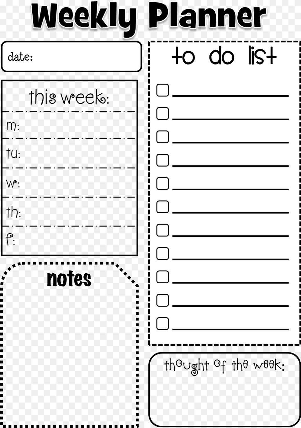 Weekly Planner Pixels Organization, Page, Text Png Image