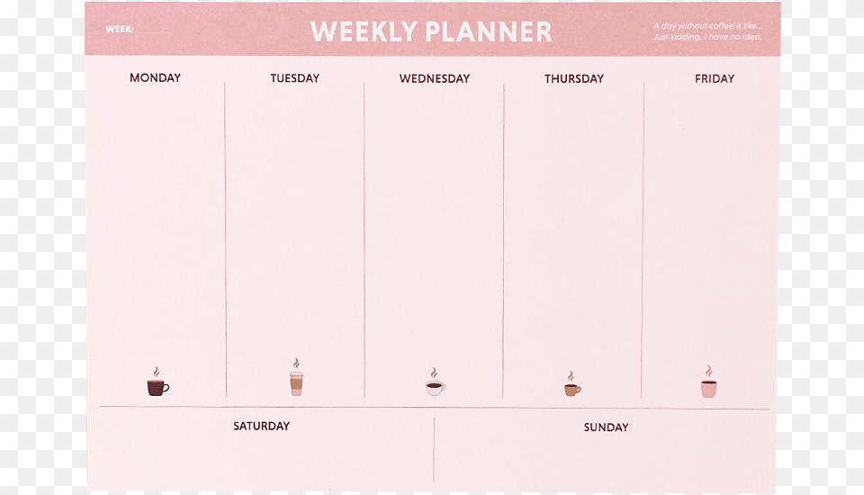Weekly Planner Coffee Parallel, Page, Text, White Board Free Png Download