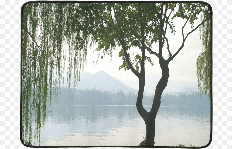 Weeping Willow Mountian View Beach Mat 78 X 60 Reflection, Plant, Tree, Nature, Outdoors Free Transparent Png