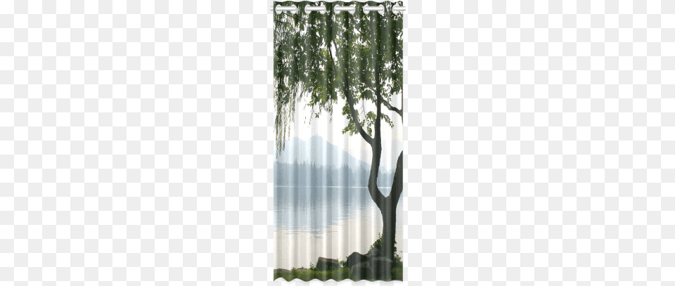 Weeping Willow Mountian View New Window Curtain 50quot Weeping Willow Lake Mountain Landsc Shower Curtain, Plant, Tree, Vegetation, Nature Png