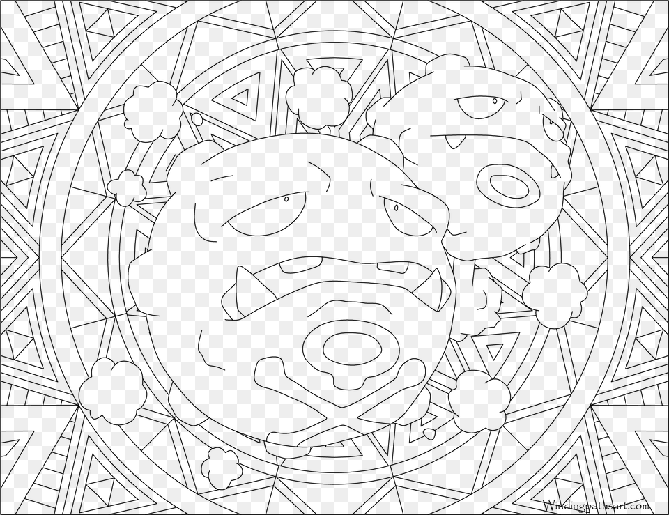 Weezing Pokemon Coloring Pages For Adults Pokemon, Gray Free Transparent Png