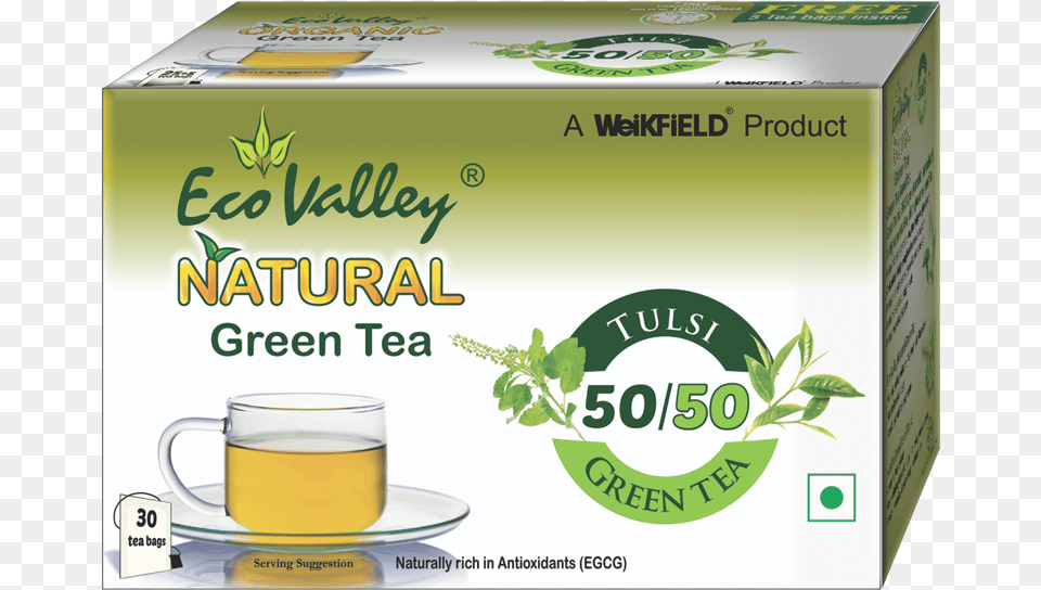 Weikfield Eco Valley Natural Green Tea Tulsi 30 Tea, Beverage, Herbal, Herbs, Plant Free Png Download
