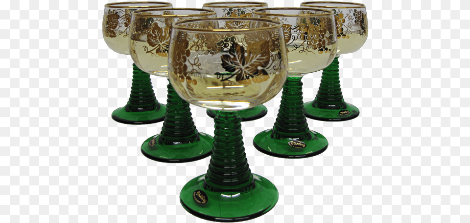 Wein Rmer German Wine Glass Set 6 Gold Trim, Alcohol, Beverage, Goblet, Liquor Free Transparent Png