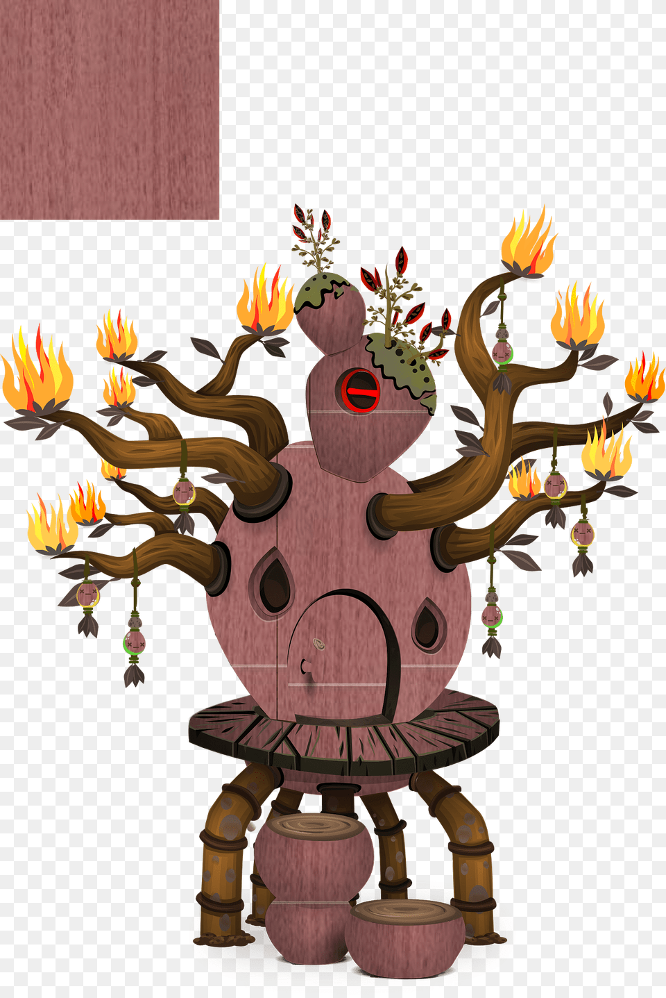 Weird Fire Tree Fantasy House Clipart, Emblem, Symbol, Cartoon, Architecture Free Transparent Png