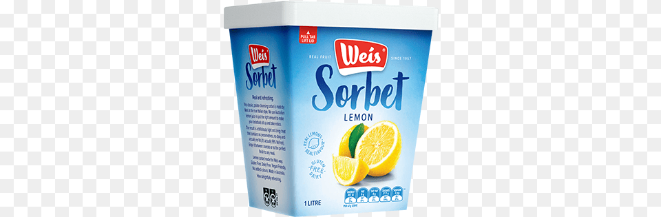 Weis Refreshing Lemon Sorbet Weis Sorbet, Dessert, Food, Yogurt, Citrus Fruit Png Image
