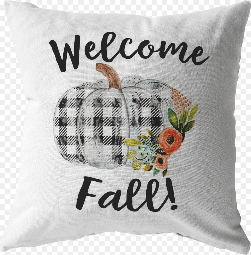 Welcome Fall Buffalo Plaid Pumpkin Pillow Buffalo Plaid And Pumpkins, Cushion, Home Decor Free Png Download