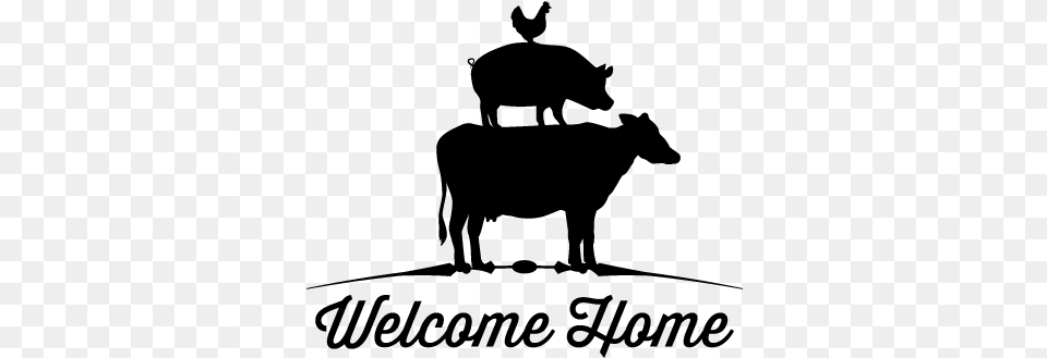 Welcome Home Chicken Pig Cow Ampgt Hipster Butcher Logo, Gray Free Transparent Png