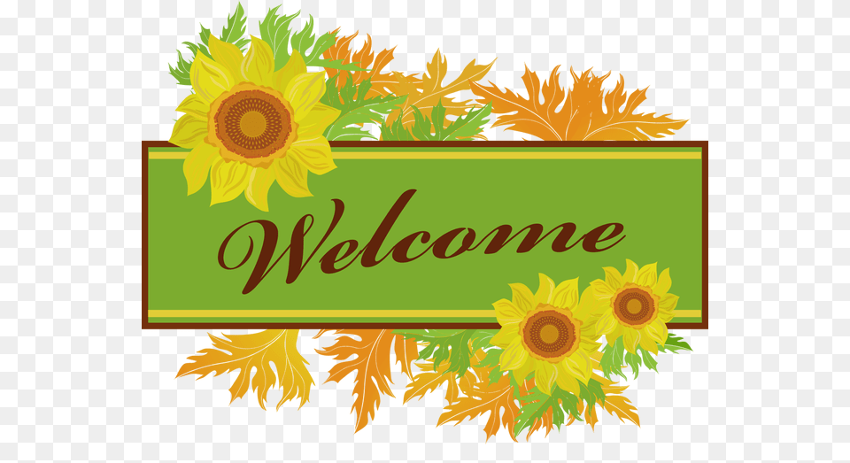 Welcome Lettering Sign Stock Vector, Flower, Plant, Sunflower Free Png Download