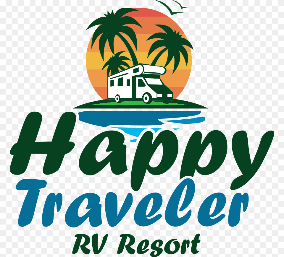 Welcome To Happy Traveler Rv Resort Poster, Advertisement, Summer, Plant, Tree Png
