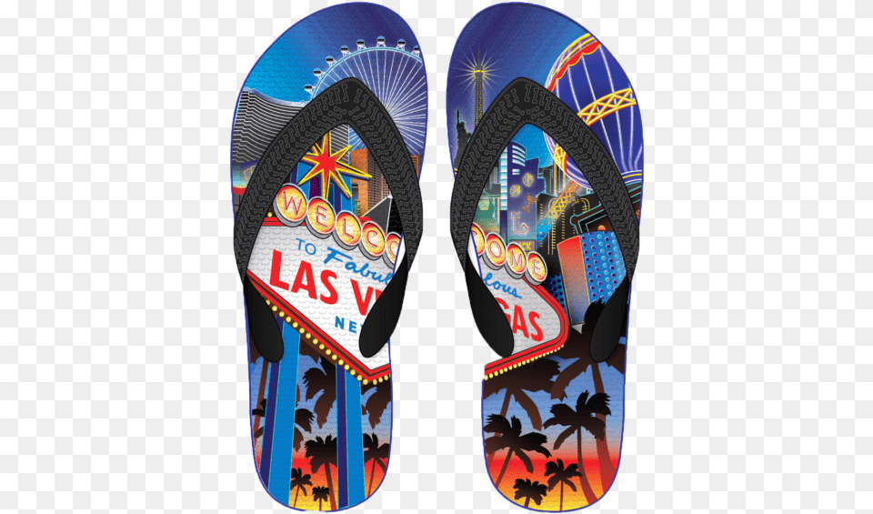 Welcome To Las Vegas Night Flip Flops Flip Flops, Clothing, Flip-flop, Footwear, Tape Png Image