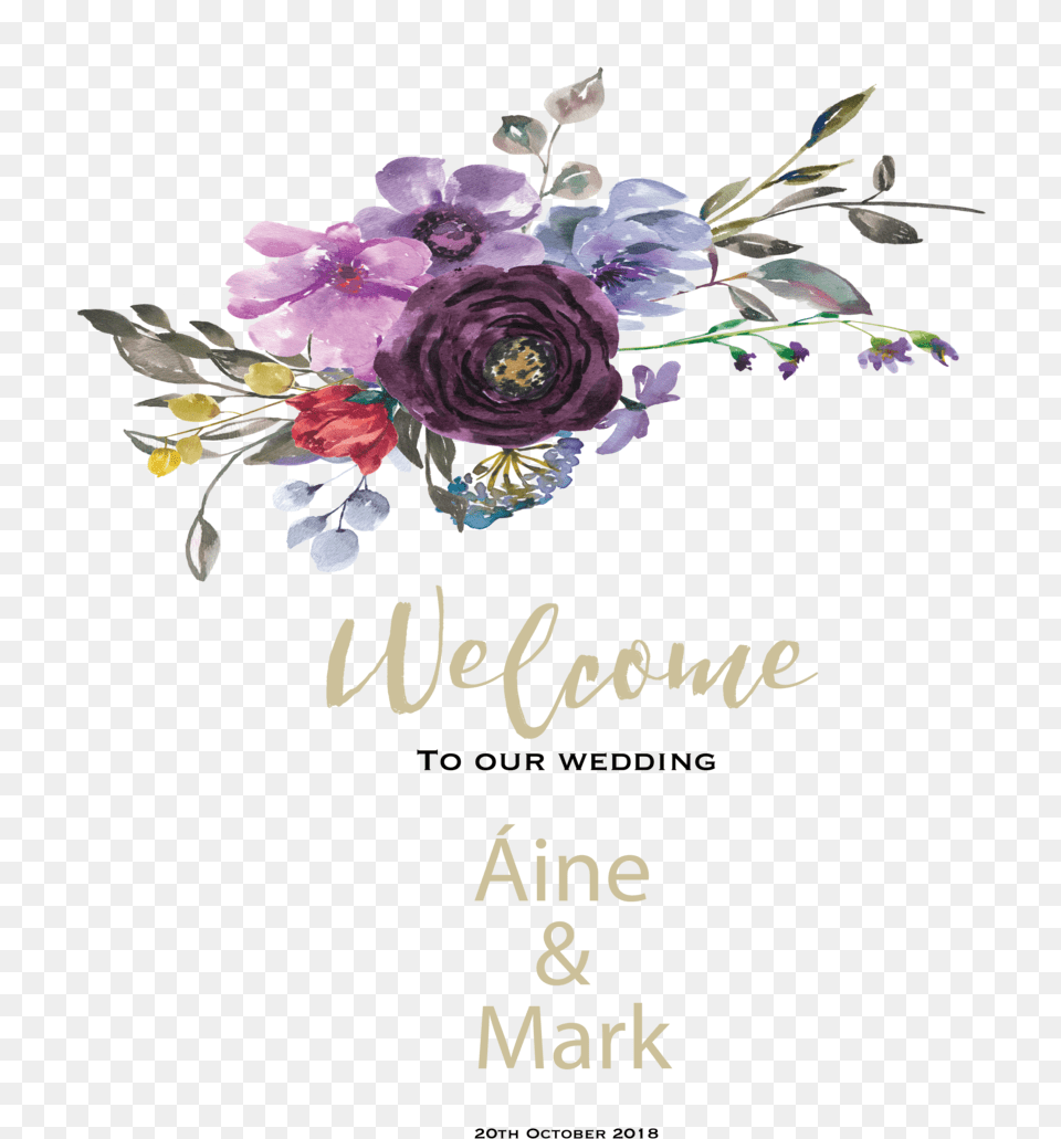 Welcome To Our Wedding Bouquet, Art, Purple, Pattern, Mail Png