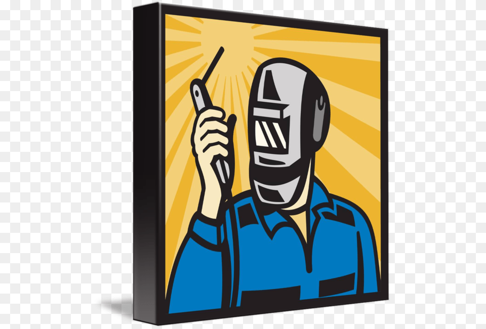 Welder With Welding Torch Visor Retro, Art, Electronics, Mobile Phone, Painting Free Png