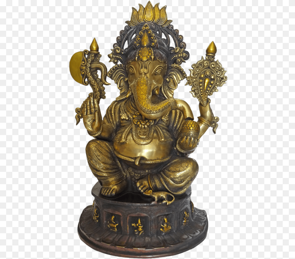 Well Designed Sitting Lord Ganesha Brass Statue 8 Statue, Bronze, Art, Adult, Wedding Free Png
